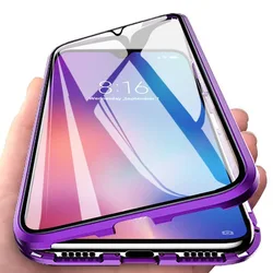 Enhanced Metal Magnetic Full Protection Phone Case with Double - Sided Glass Cover - Galaxy S22 (PURPLE)