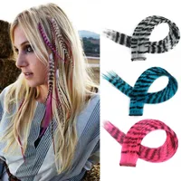 Extensions capillaires synthétiques colorées à clips imprimés à rayures, postiches lisses de 18 pouces pour usage quotidien et fête 2