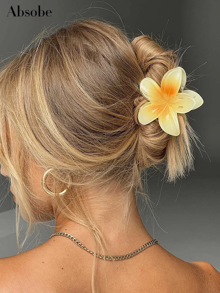 

Absobe Colorful Flower Hair Claw Women New Headwear Hottie Outfit Summer Holiday Hair Clip Accessories Shark Clip Decoration