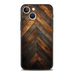 Forest Geometry Luxury Silicone Phone Case with Wood Design - iPhone 13 Mini (A7)