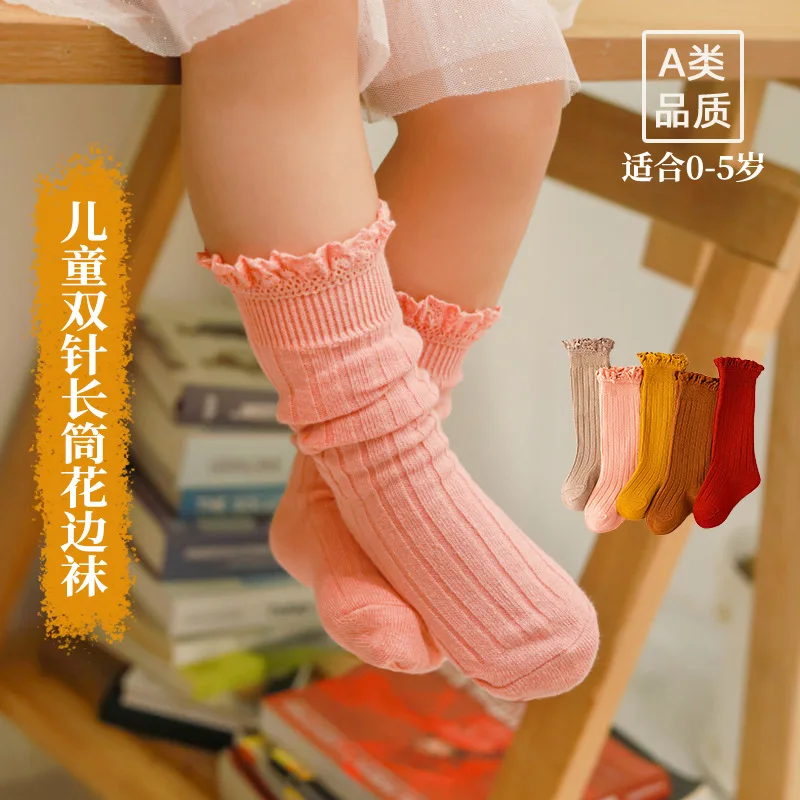 

Baby Socks Autumn Spring Newborn Baby Girls Kids for Christmas Winter Non-slip Terry Cotton Princess Knee High Long 0-5Years