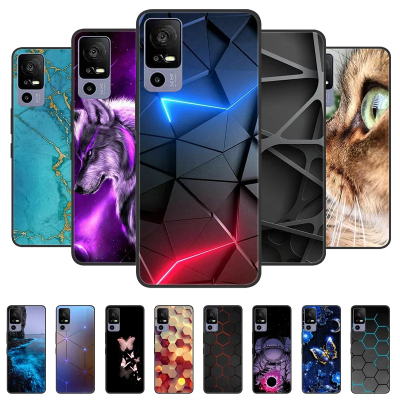Silicone Back Cover Phone Case with Soft Bumper - Black
