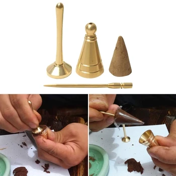 Kit de fabrication d'encens en laiton, 3 pièces/ensemble, cône en cuivre pur, brûleur d'encens, démarreur d'encens, ensemble d'outils professionnels Y5GB 1