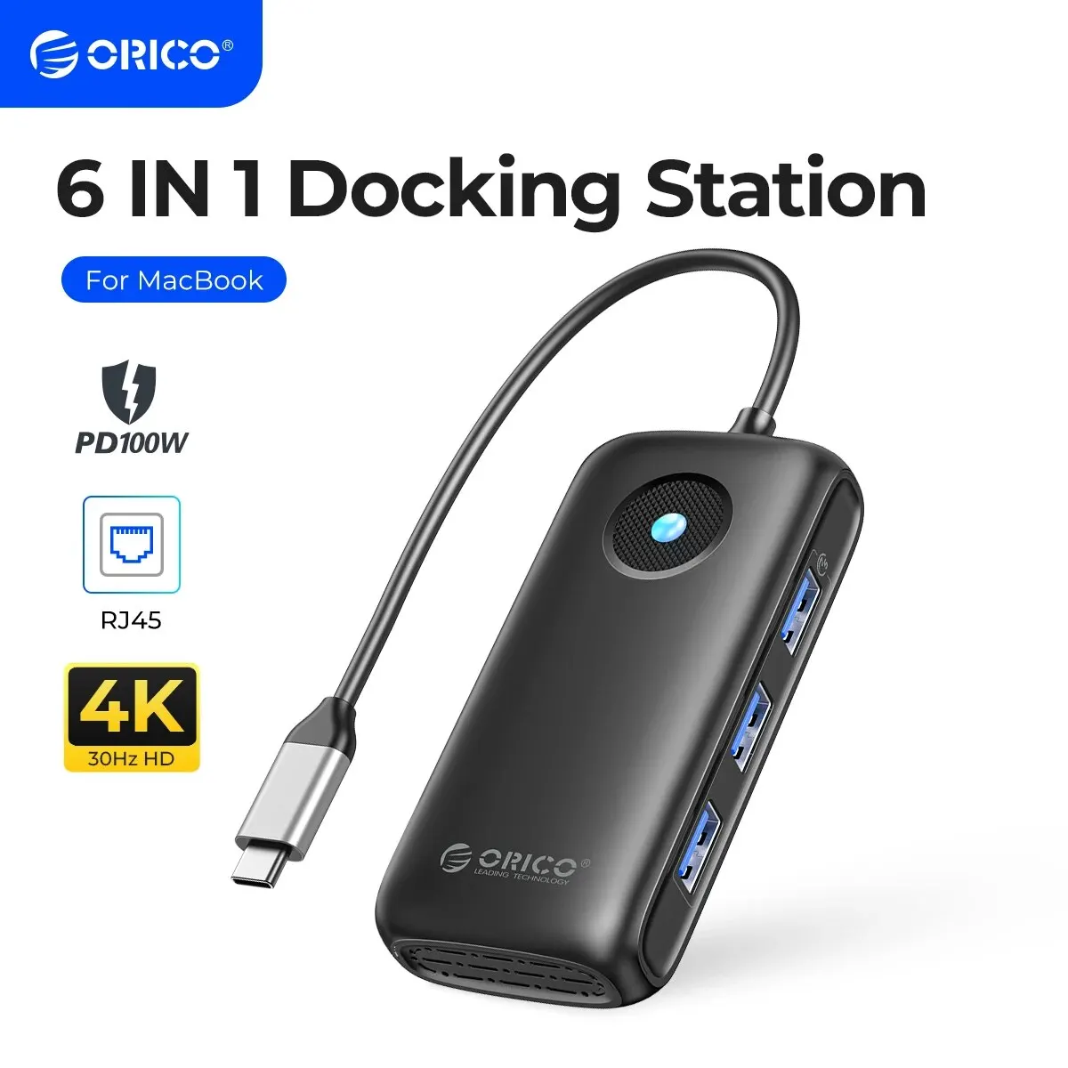   ORICO USB 허브 HDMI-com 어댑터 USB-C, RJ45 USB 3.0 2.0 PD 100W 독, 맥북 프로 에어 M2 M1 스플리터 도킹 스테이션용, 4K 