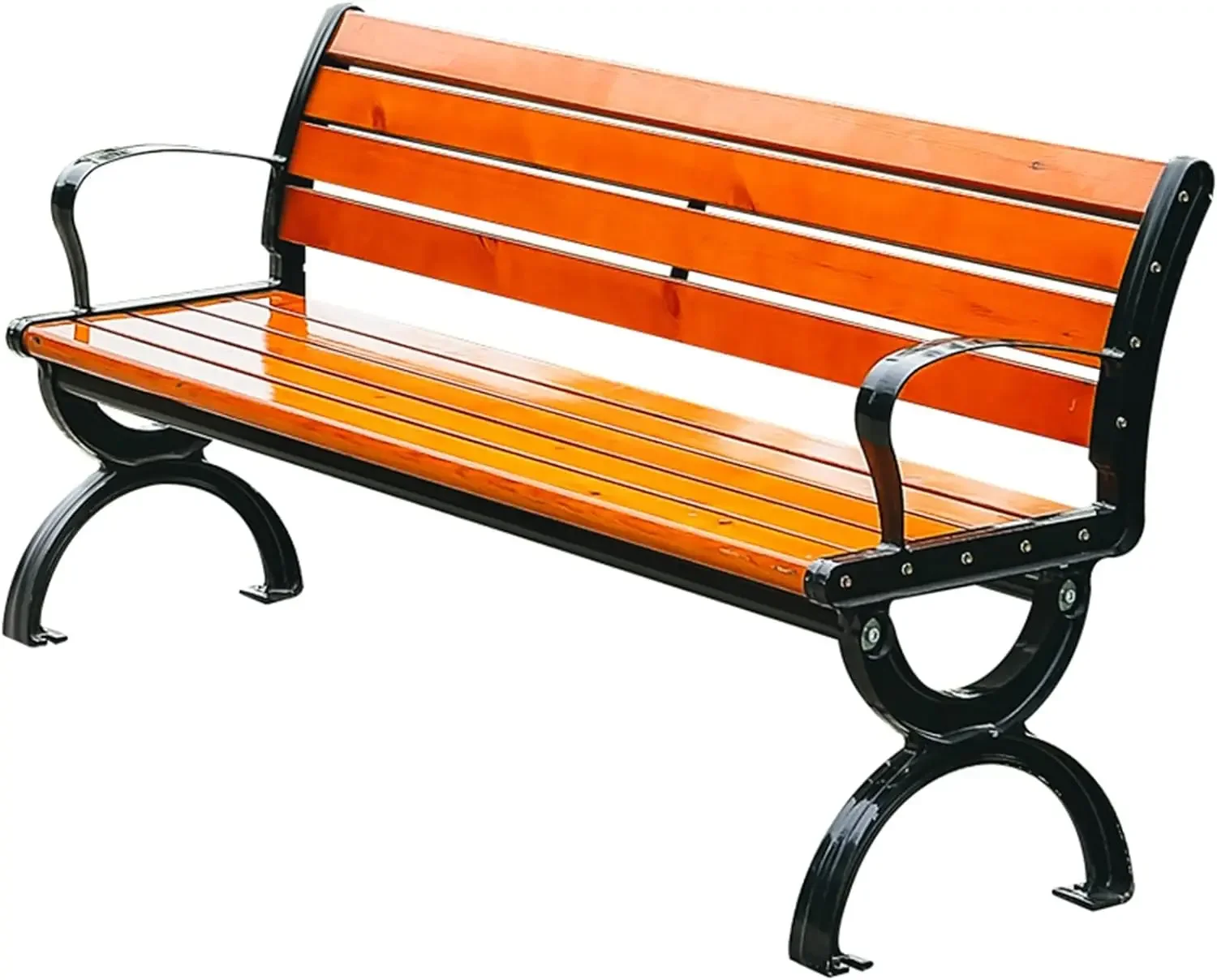 

Outdoor Benches Cast Aluminum Preservative Wood 67IN(170CM) Patio Garden Bench Perfect for Backyard, Lawn, Porch, Path