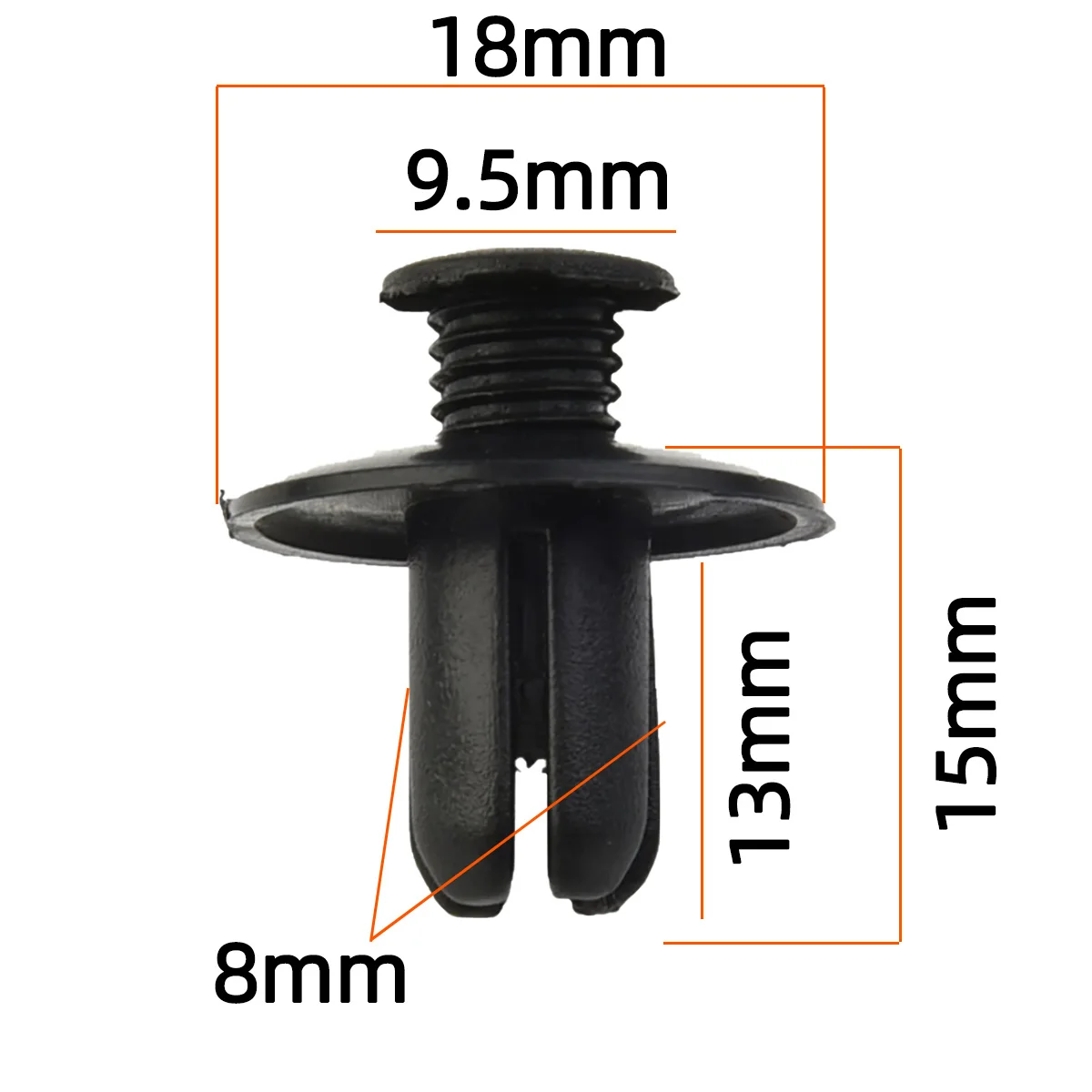 자동차 패스너 클립 8mm 플라스틱 리벳 패스너 나사 자동차 범퍼 머드가드 블랙 리벳 도요타 포커스 기아 닛산 야마하에 적합
