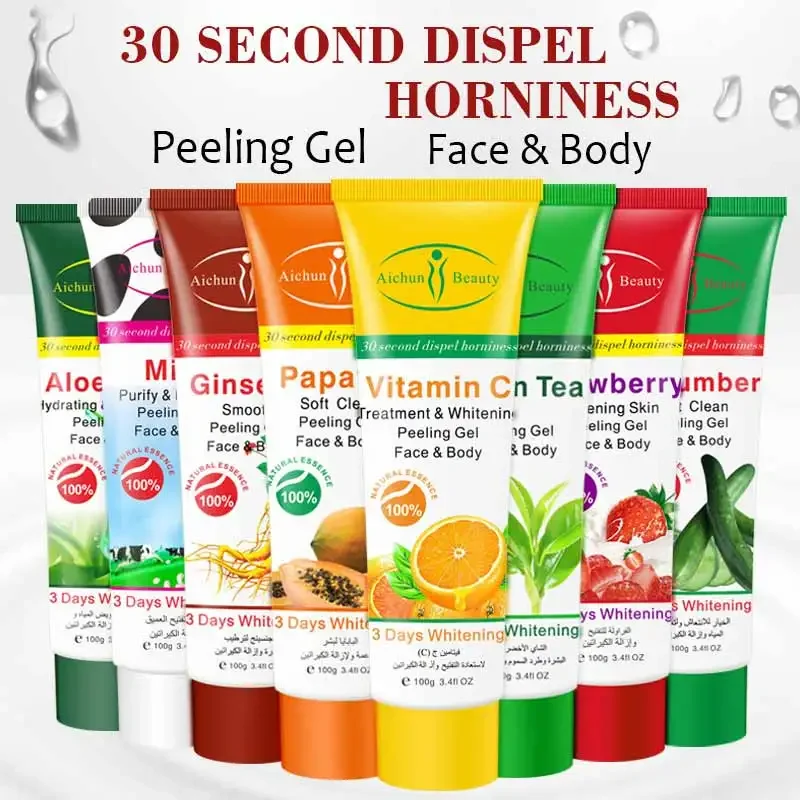 Aichun Beauty Papawa Aloe Milk Green Tea Exfoliating Cream Scrub Peeling Gel Face Body Skin  Whitening Cream Hand Body Care