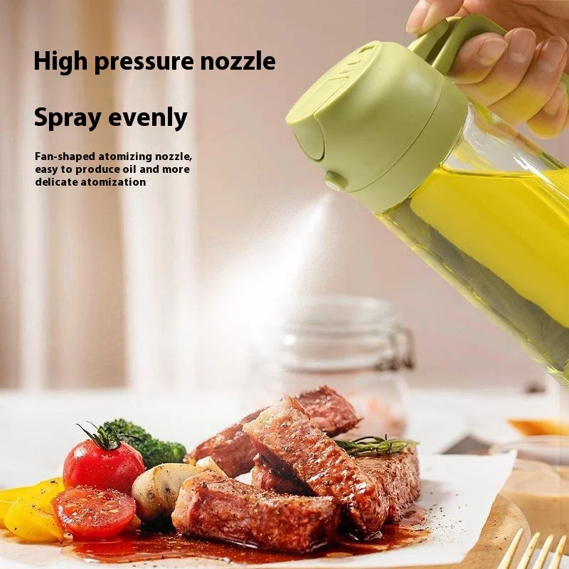 Two in one spray pour food grade olive oil spray bottle glass bottle dispenser, suitable for barbecue baking and cooking