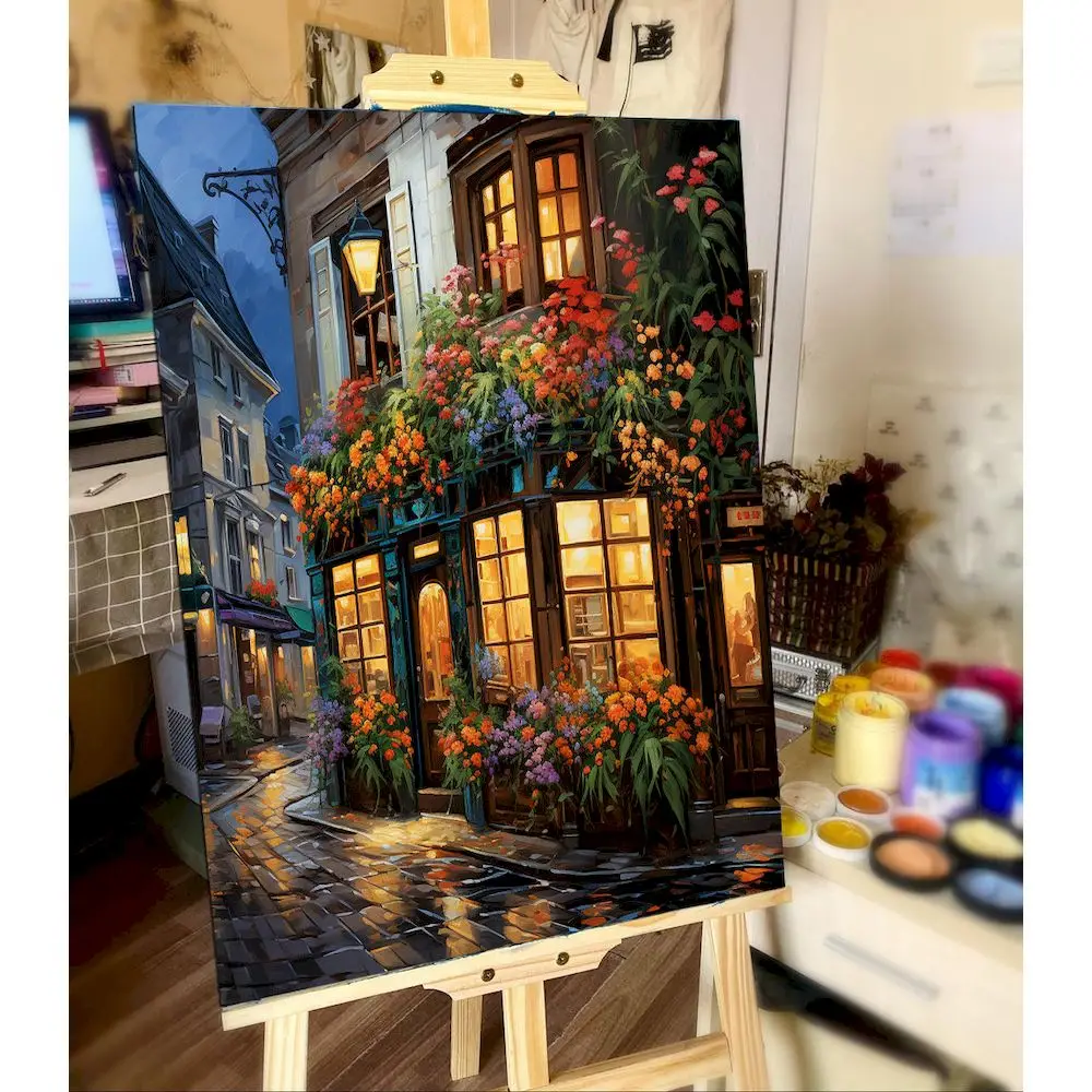Kit di pittura con i numeri per adulti, pittura fai da te di paesaggi naturali, kit di pittura acrilica facile per principianti, regalo di arredamento vintage - Italia