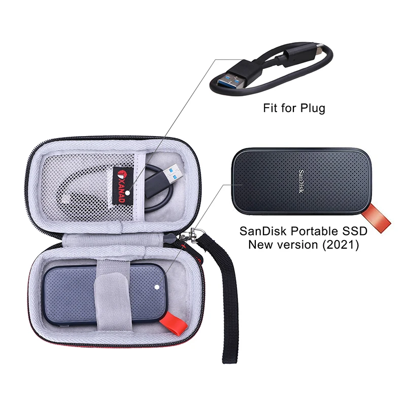 Xanad-hard Case para Sandisk Ssd Viagem Bolsa de Armazenamento Protetora Único Estojo - Imagem 3