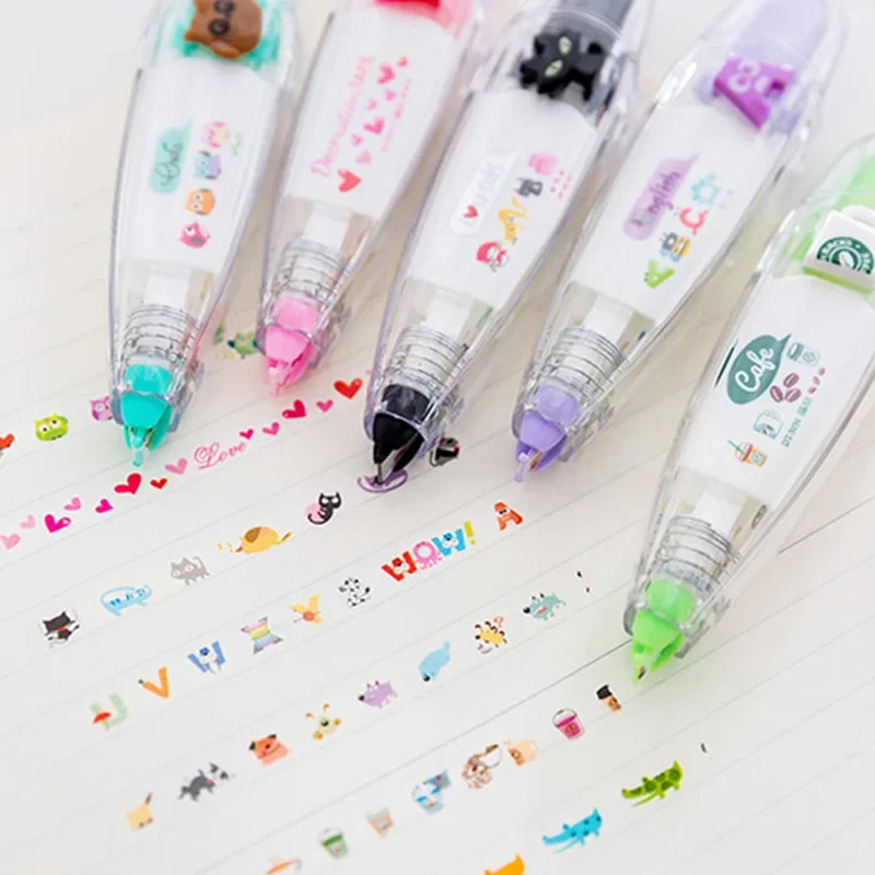Cartoon Kawaii Correction Tape for Children Students Staff Press Type Correction Tape Paper Stationery DIY 1pc