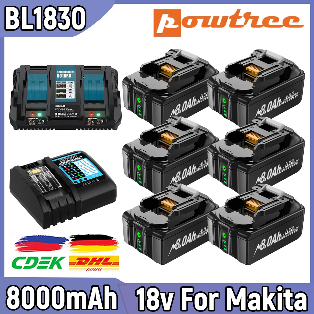 ForMakitaBL1830Battery18V8000mAhBatteryBL1830BL1815BL1860BL1840ToolRechargeableBatteryWith6ACharger/4ACharger-AliExpress44