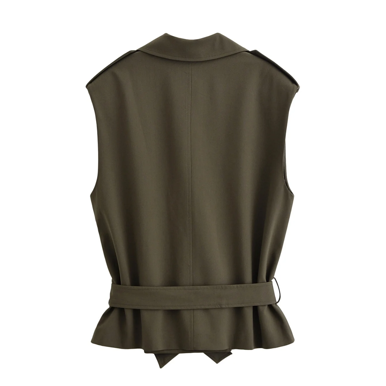 Women Leisure Blazers Vest Autumn Winter New Fashion Sleeveless Button With Belt Commute Vest Female Elegant Hight Street Top