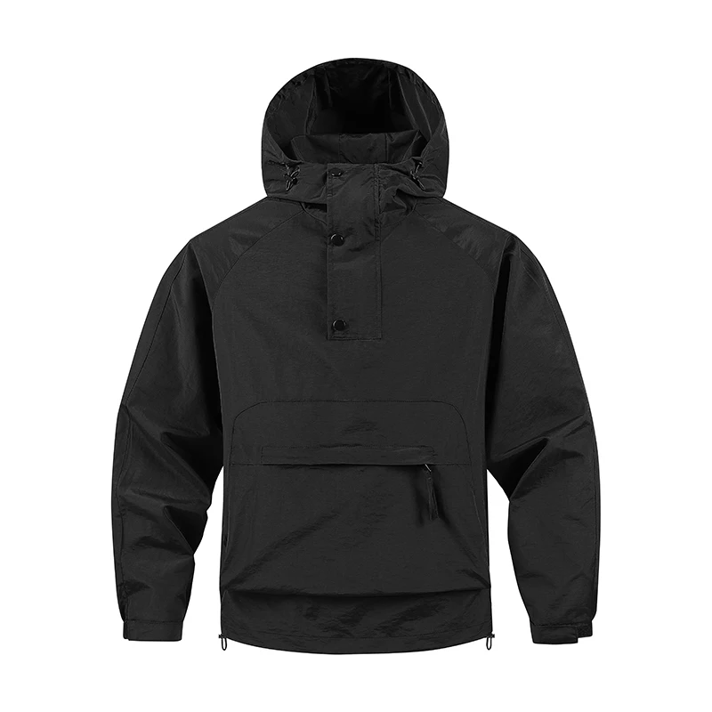 Hiking Men Jacket Double Zipper Solid Jacket Adjustable Drawstring Camping Coat Outdoor Travel Jacket Autumn & Spring Cargo Coat - 2