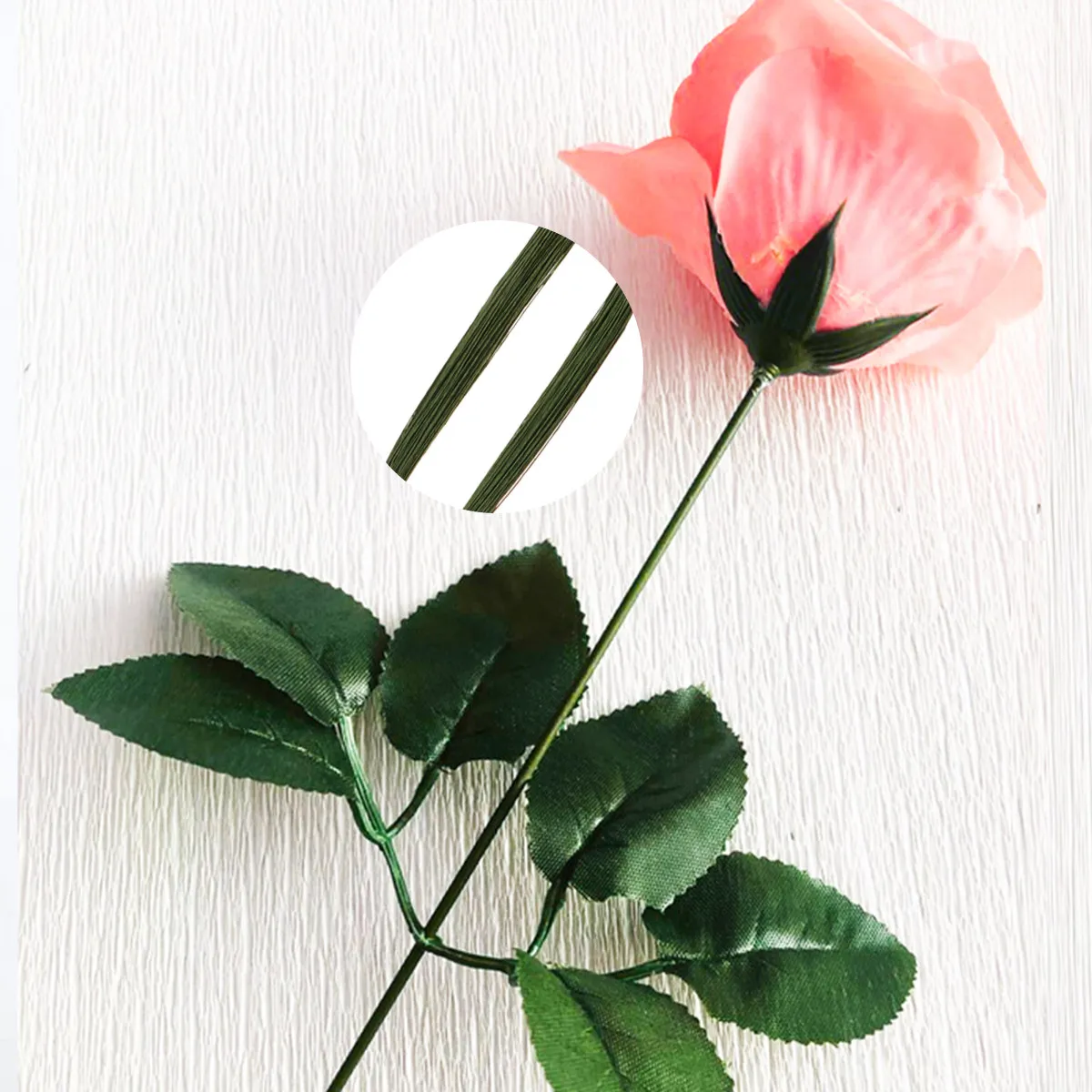 1세트 DIY 꽃 재료 도구 세트 200개 종이 포장된 줄기 3롤 변색 방지 신축성 있는 꽃 테이프 (부케 제작, 웨딩용)