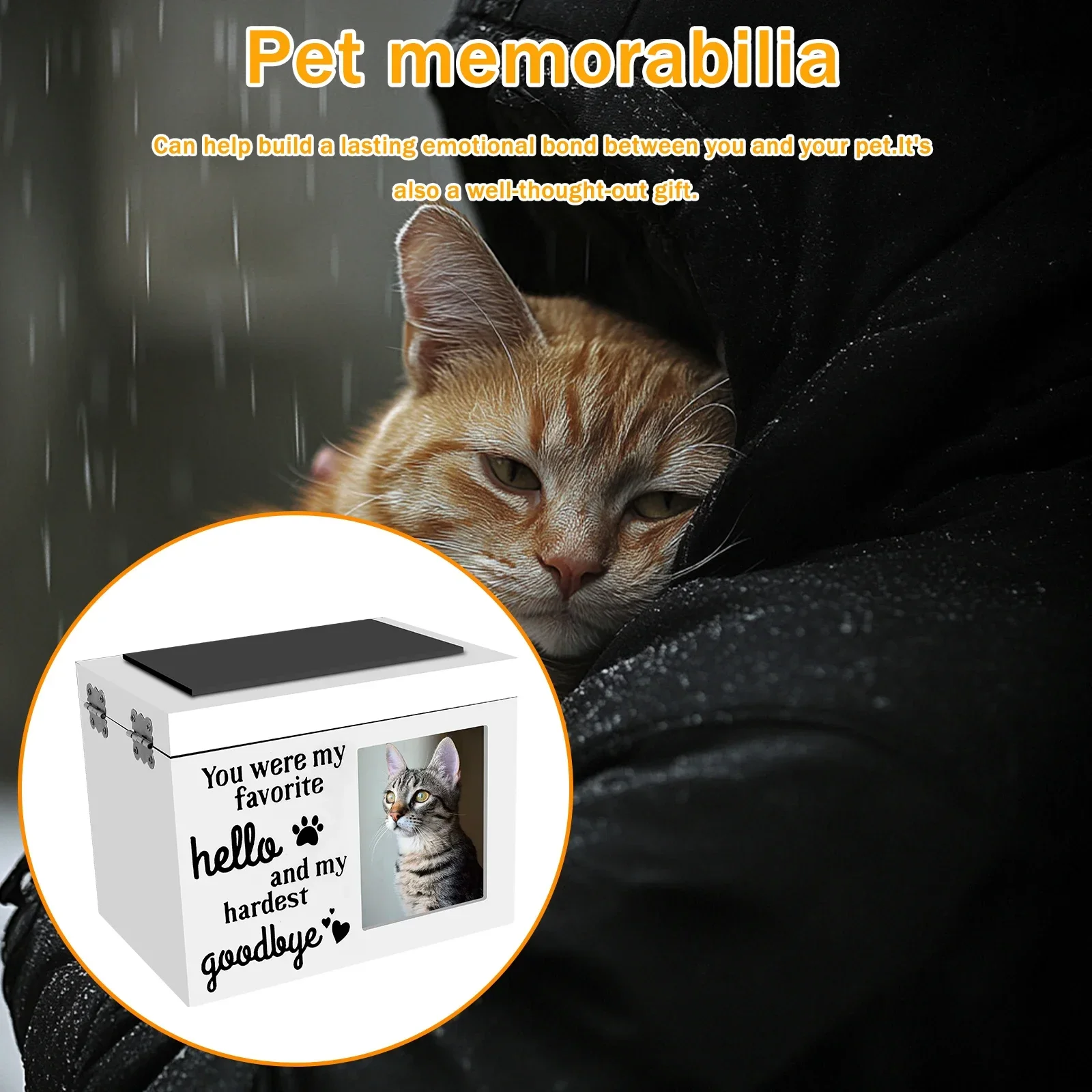 Wood Pet Memorial Urn Dog Cremation Urn Photo Frame Key and Lock Personalized Pet Keepsake Memory Box for Dog or Cat Ashes