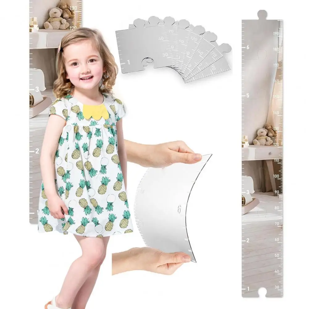 1 Set Kids Growth Chart Mirror Dry Erase Board Children Room Wall Hanging Splicing Height Measurement Ruler