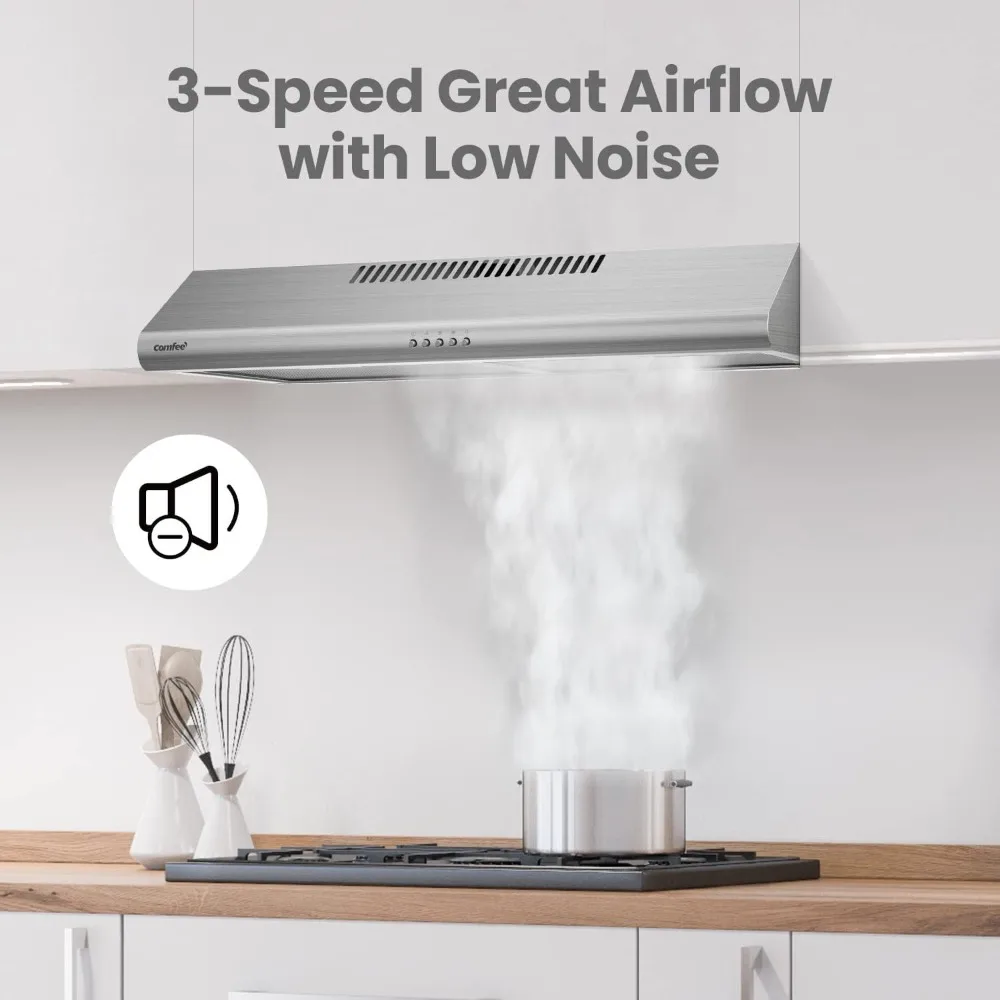 CVU30W4AST 30 inch Under Cabinet Ducted/Ductless Convertible Slim Vent Durable Stainless Steel Kitchen Reusable Filter