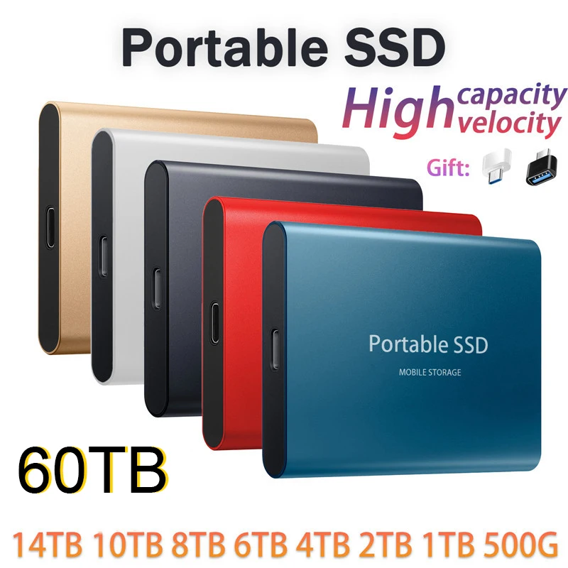 SSD 외장 60 테라바이트 플래시 드라이브 타입-C USB3.1 30 테라바이트 16 테라바이트 SSD 드라이브, 휴대용, 4 테라바이트, 미니 슬림, 고속 전송, 외장 플래시 장치