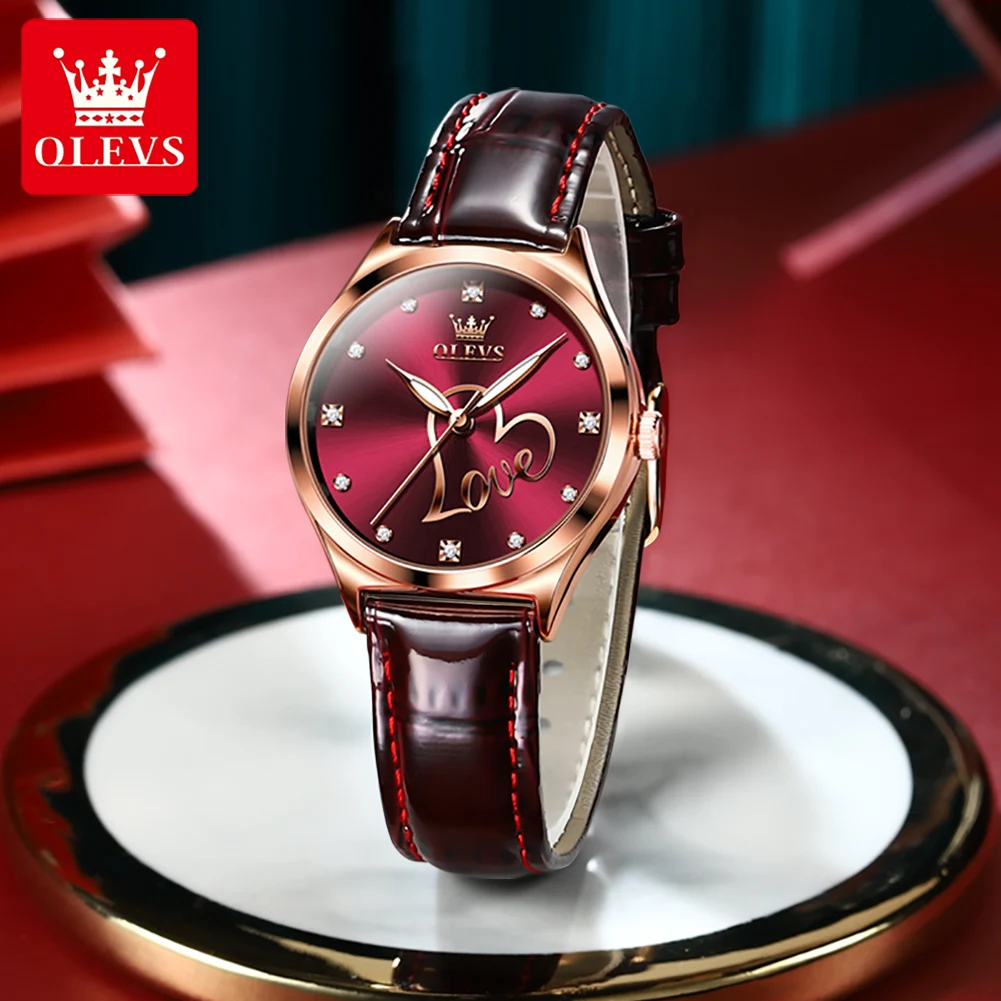 OLEVS Top Brand Luxury Quartz Watch for Women Waterproof Sport Wristwatch Fashion Leather Strap Female Watch Relogio Feminino