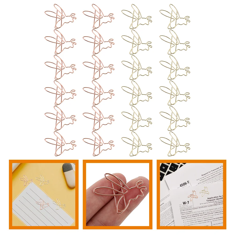 

24Pcs Bee Paper Clips Metal Paper Clips Office Bee Modeling Clips Home Office Paper Small File Clips