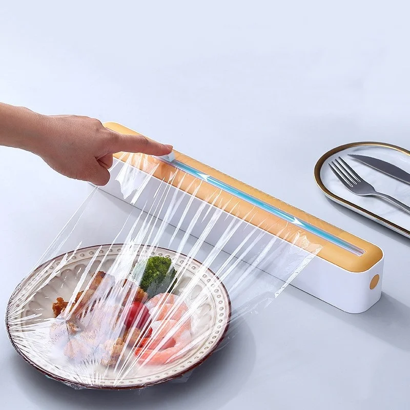 

New Plastic Wrap Dispenser Cling Film Dispenser Cutter Saran Wrap Dispenser Aluminum Foil Parchment Paper Injector Kitchen Tools