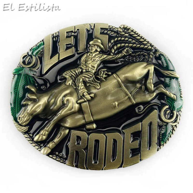 Cowboy Let's Rodeo Belt Buckle Fit 4cm Leather Belts Diy Good Plating