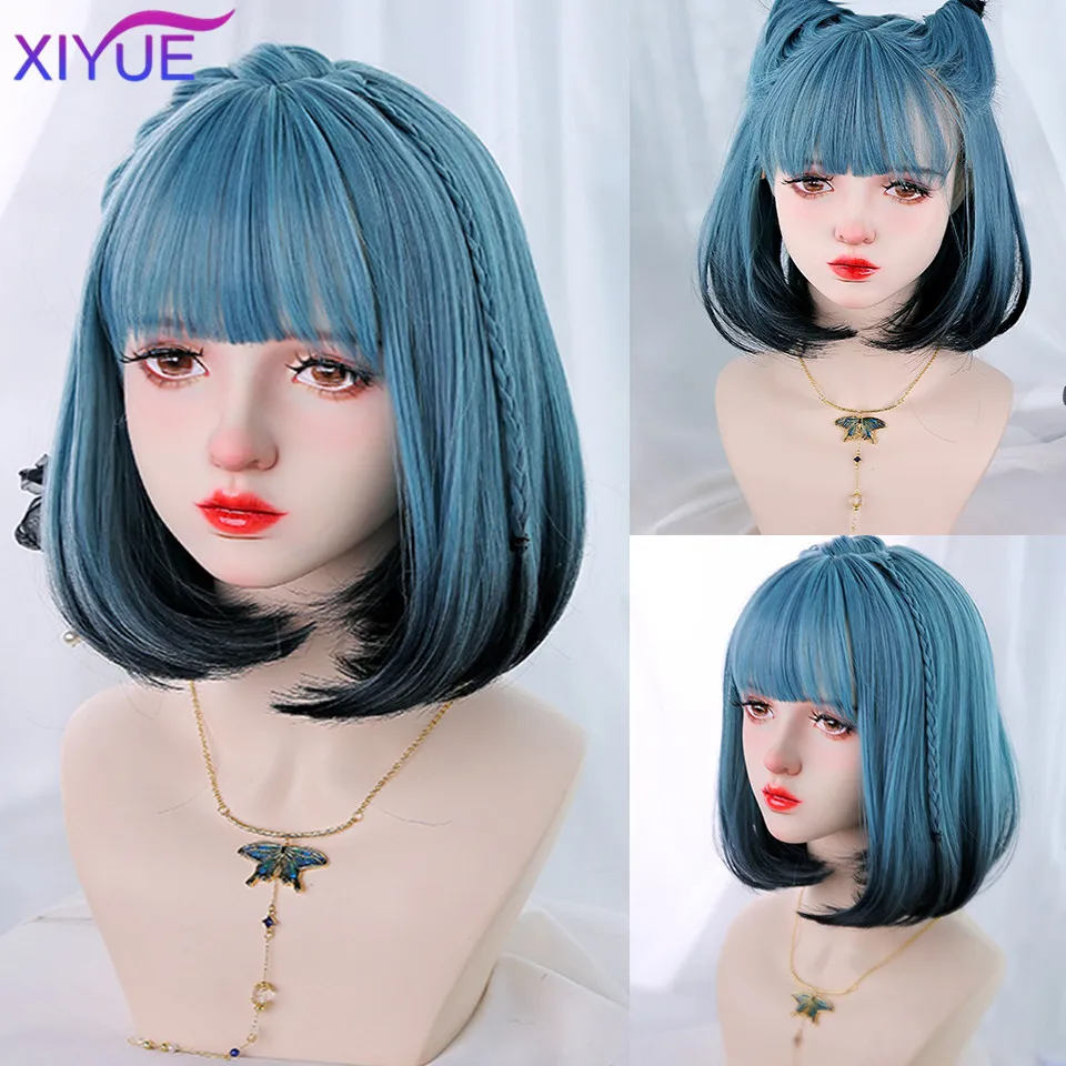 

XiYUE Harajuku Gradual Lolita Soft Girl Wave Head JK Cute Daily Dyed Women's Short Wig