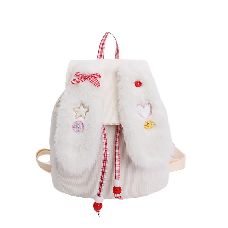 Long Bunny Ears Backpack for Girls Kindergarten Kids School Bag Cute Fluffy Schoolbag Lightweight Preschool Pack mochila escolar 1