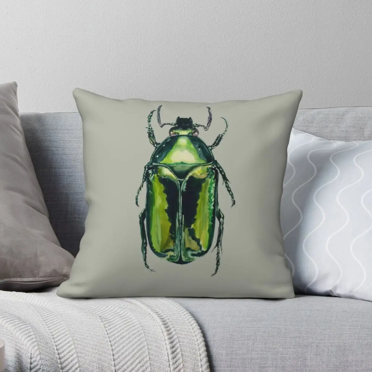 

Зеленая наволочка Scarab Beetle Agestrata, полиэстер, лен, бархатный узор, на молнии, Декор Чехлы на подушки для дома 18"