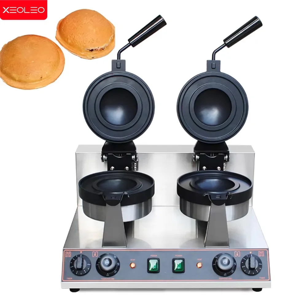 XEOLEO Double Head Rotary UFO Burger Machine 2600W  Ice Cream Waffles Burger Maker Electric Hamburg Gelato Panini Press Machine
