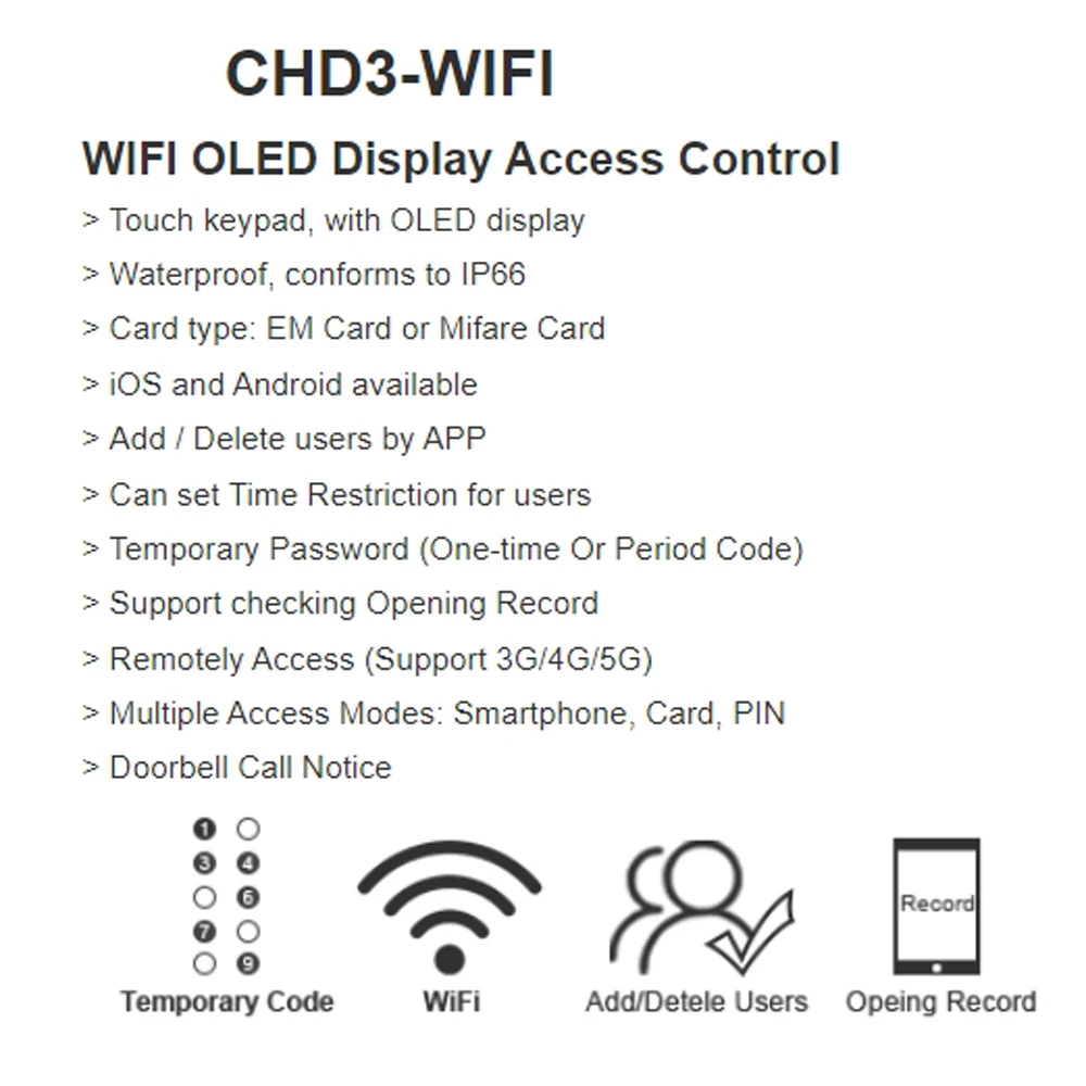 LCD Screen WIFI Tuya Fingerprint Door Access Control Waterproof 125Khz RFID Card