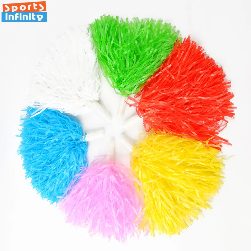 Cheerleading Pom Poms with Handle Cheer Balls Gold Yellow Pink Red Green Blue for Hand Dance Women Girl Kids Pompoms Accessories