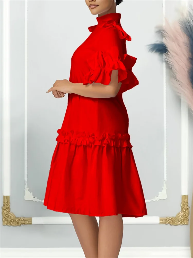 Wmstar Dresses for Women Elegant Solid Casual Party Loose Short Sleeve Maxi Dress Summer Clothes Wholesale Dropshipping 2024