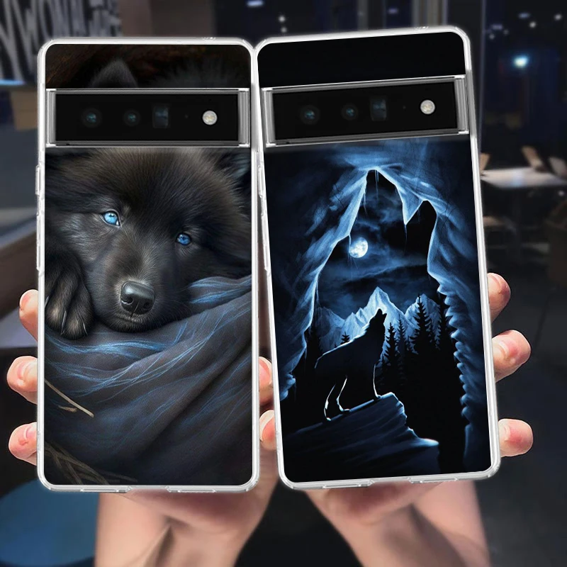 Moon Roaring Wolf Shockproof Transparent Phone Case Cover