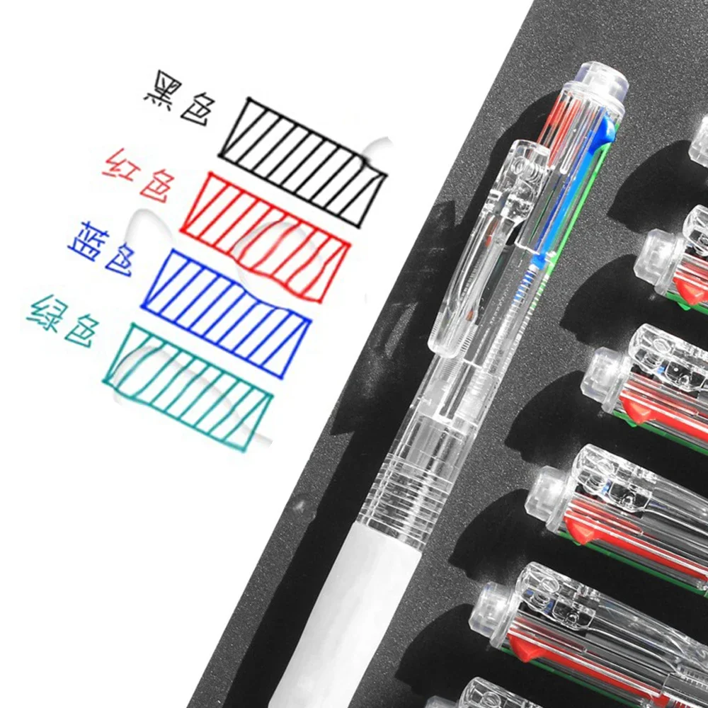 2pcs Deli Multi Functional Ballpoint Pens 0.7mm Oil Ink 4&1 Blue Black Red Green for Writing Kawaii School Office Stationery
