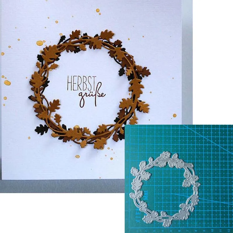 Set Da Scrapbooking Con Fustelle Metalliche A Forma Di Foglie E Timbri In Silicone – Per Biglietti, Album E Decorazioni