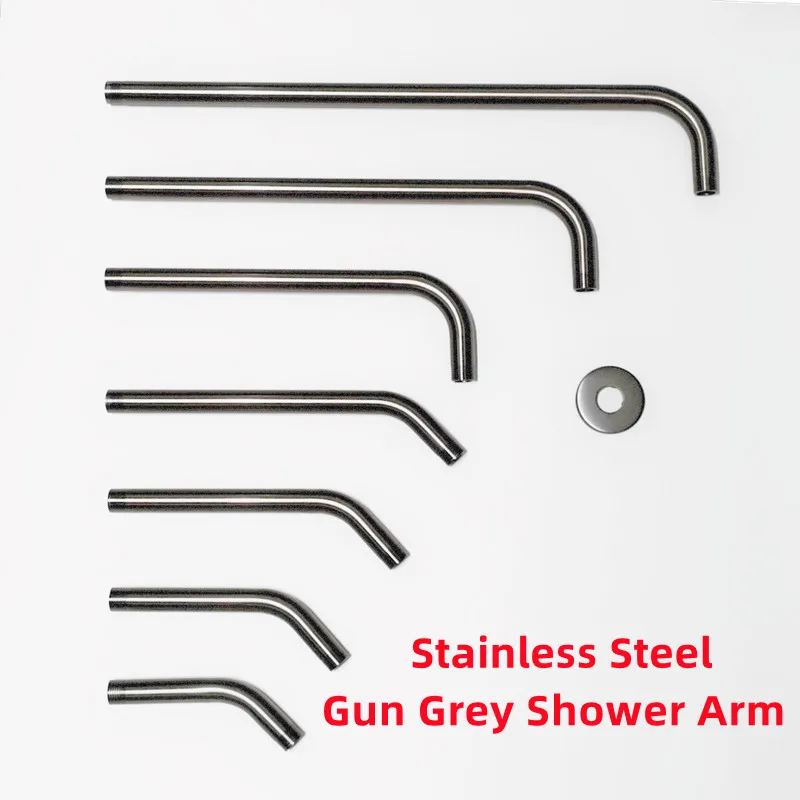 Bathroom Gun Grey Shower Arm Extension Pipe Stainless Steel Brushed Wall Mounted Showerhead Fixed Bar For Showerheads Accessorie