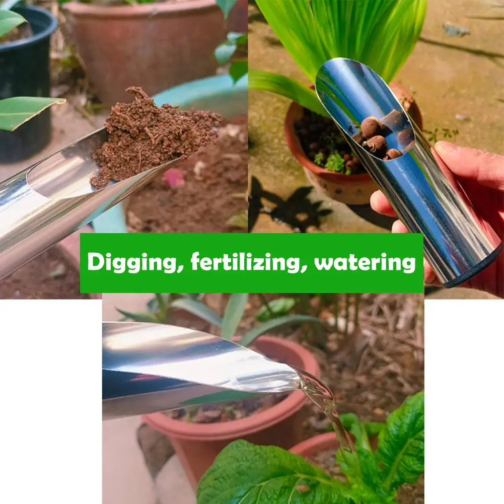 Garden Bucket Tool Stainless Steel Gardening Multi-functional Bonsai Dredging Fertilizer Planting Spoon Transplant Meaty Shovel 2