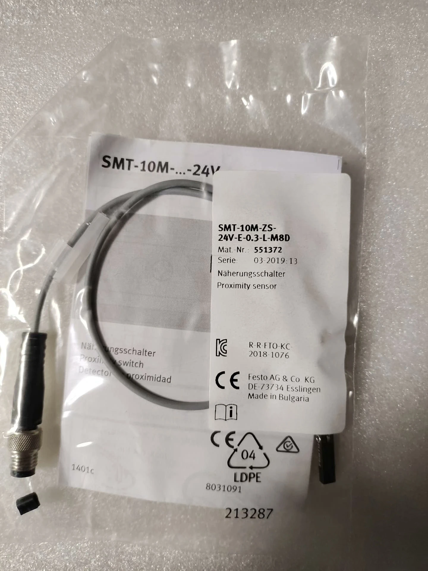 Sensor de proximidad SMT-10M-PS-24V-E-0.3-L-OE 551372 SMT-10M-PS-24V-E ...