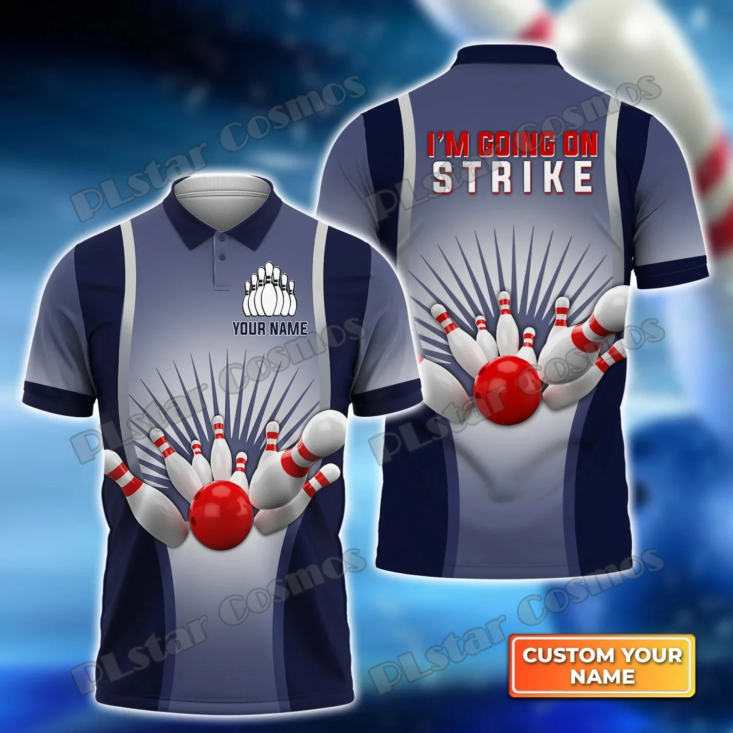 Giocatore di bowling Nome personalizzato Polo da uomo stampata in 3D Camicia estiva a maniche corte da strada Miglior regalo per gli amanti della bowling WK38 - immagine 4