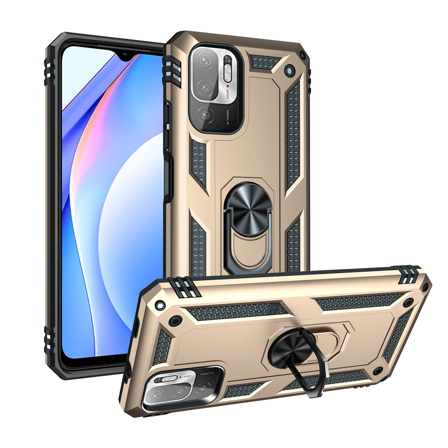 Phone Case POCO M3 Pro Armor Rugged Military Shockproof Magnet Holder Ring Case Cover for Xiaomi POCO M3 Pro 5G NFC 3