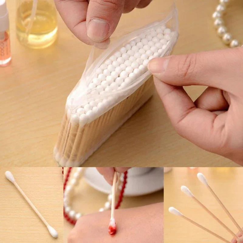 100/500/1000Pcs Double Head Disposable Makeup Cotton Swab Soft Cotton Buds For Medical Wood Sticks Nose Ears Cleaning Tools 3