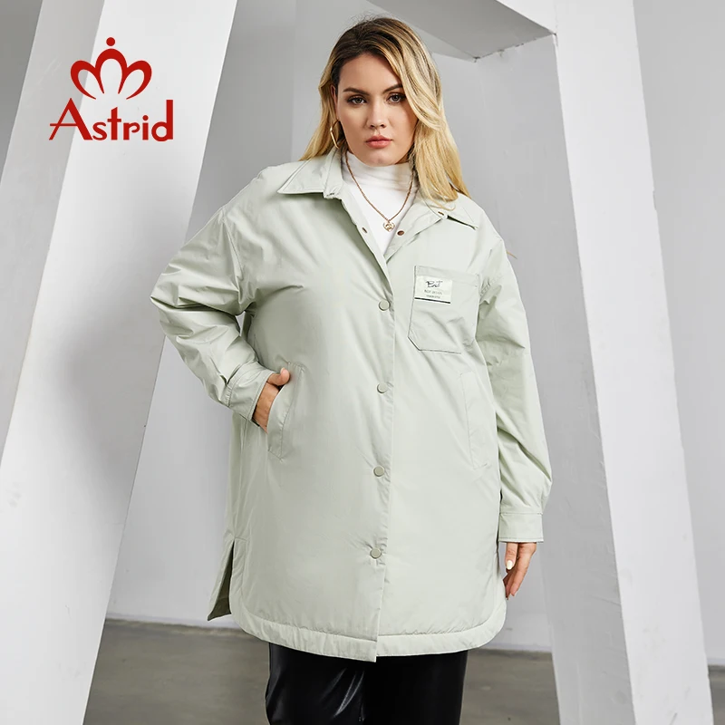 

Astrid/осенне-зимняя женская куртка с длинным отворотом и разрезом, Теплая стеганая парка, повседневное пальто, размера плюс, женская одежда, новая верхняя одежда