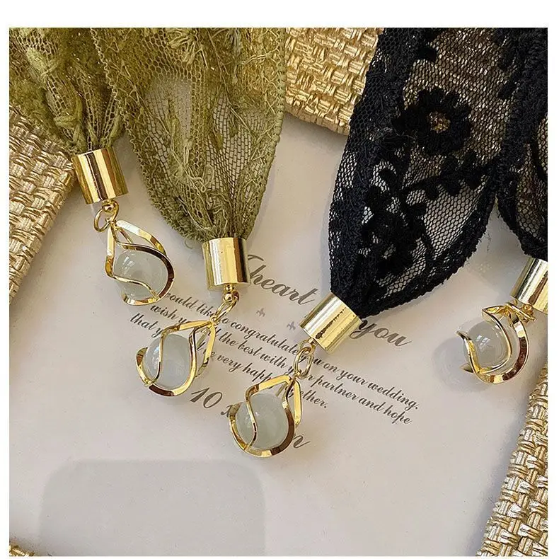 Frauen-Haarband, französischer Anhänger, Spitze, geflochten, grüne Farbe, einfaches Haarband, schicke Kopfbedeckung, ausgehöhlt, exquisite Blumen-Haargummi – Detail 10