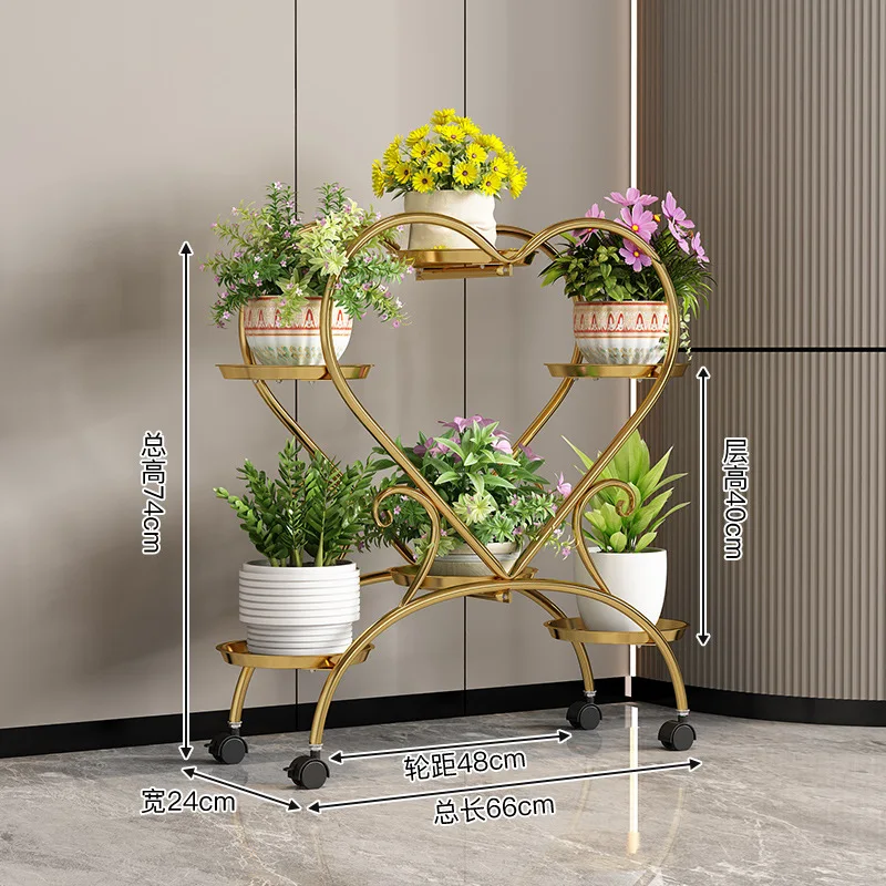 Flower Stand Balcony Storage Rack Indoor Decoration Living Room Simple Flower Pot Stand Floor-standing Multi-layer Green Radish - 6