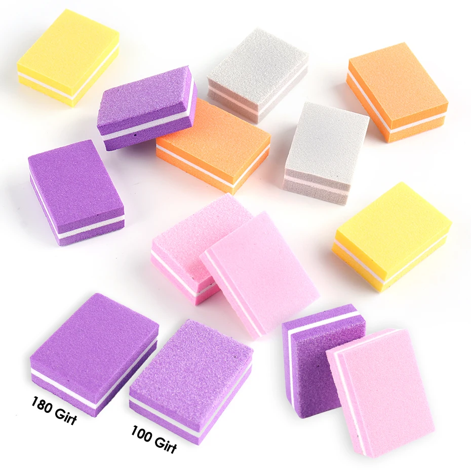 Doppio Lato Mini Lime Per Unghie Bulk 100/180 Levigatura Blocchi Tampone Gel Lucidatore Spugna Chiodi Rettifica Manicure Accessori Be1824-2