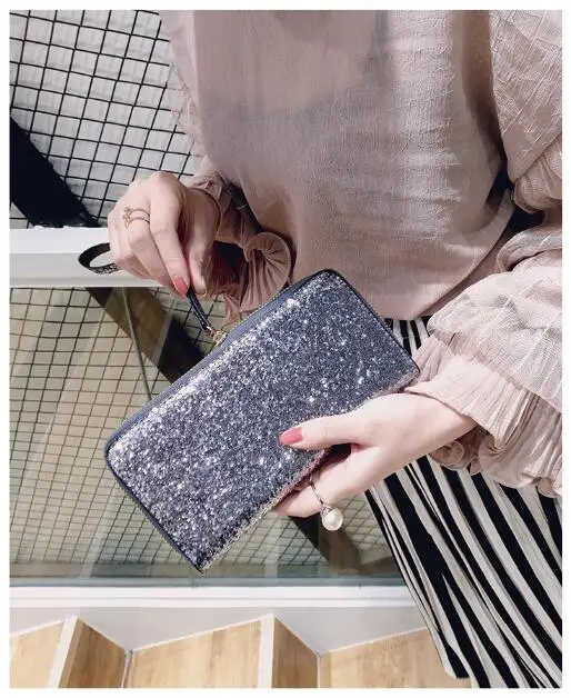 Portamonete in pelle glitter - Rosa