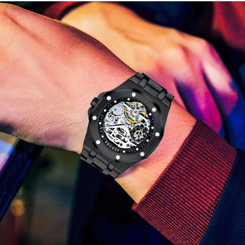 Skeleton Tourbillon Men Watches Luxury Famous Top Brand Men's Fashion Watch Military Automatic Mechanical Wristwatch Relogio