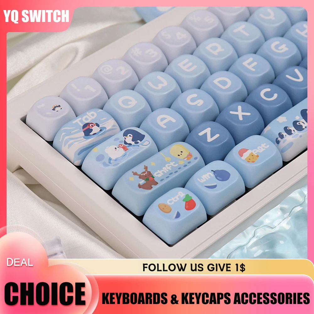 

Милые Мультяшные колпачки для клавиш Penguins MOA Keys, колпачки для клавиш GMK PBT, колпачки для клавиатуры под заказ, Набор колпачков для клавиатуры под заказ, для 61/64/68/84/87/100/104/108